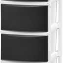 IRIS USA Plastic Drawer Storage Organizer, 4-Drawers, for Classroom Art Supplies Bathroom Dorm Bedroom Laundry Room, Slim Narrow, White Frame with Matte Black Front Panels