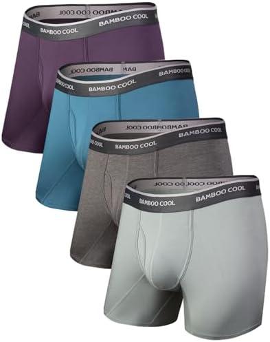 BAMBOO COOL Men's Underwear Boxer Briefs Soft Breathable Underwear (4 or 7 Pack)( Size XXL)