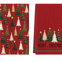 Artoid Mode Red Xmas Tree Merry Christmas Kitchen Towels Dish Towels, 18x26 Inch Farmhouse Star Snowflakes Decoration Cleaning Set of 2