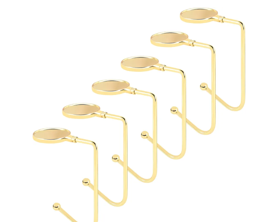 Christmas Stocking Holders for Mantle, Upgrade Non-Slip Christmas Safety Stocking Holder Mantle Hooks Hanger Grip for Party Decoration(Gold-6P