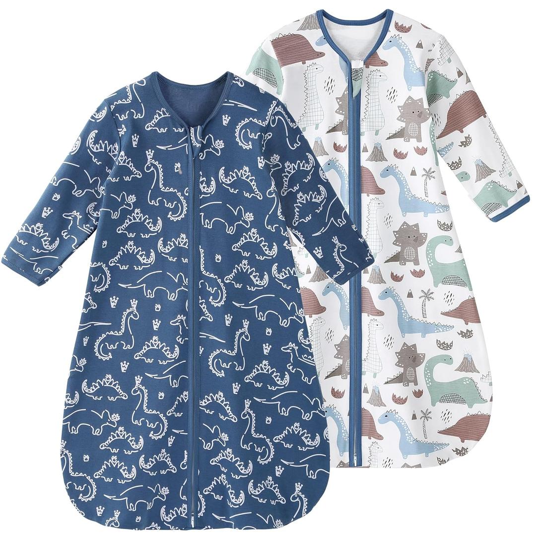 Yoofoss Baby Sleep Sack 0-6 Months Long Sleeve Wearable Blanket Baby 100% Cotton 2-Way Zipper 0.5 Tog Newborn Sleeping Sack, Lightweight (Small)
