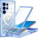 Hekodonk for Samsung Galaxy S25 Ultra Case Glitter,Compatible with MagSafe[Built-in Tempered Glass Screen Protector & Camera Lens Protection] Full Body Shockproof Protective Bling Phone Case,Blue