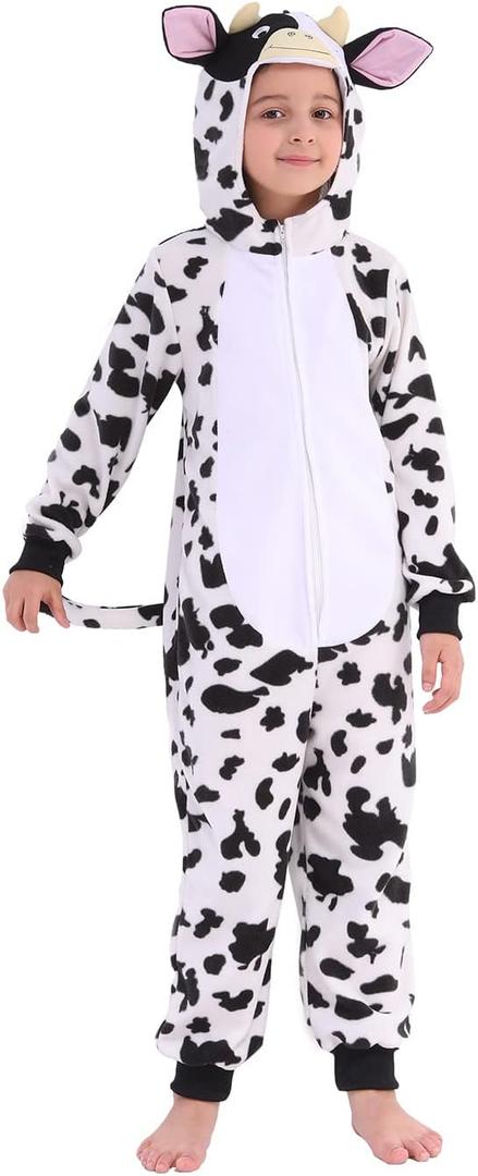 Wizland Kids Cow Costume Onesie for kids Unisex Kids Animal Outfit Halloween Dress Up (8-10)