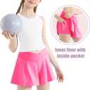 QooNoo Girls Athletic Shorts Flowy Running Shorts with Pockets V Crossover 2 in 1 Girls Tennis Shorts Butterfly Skorts (Pink, S)