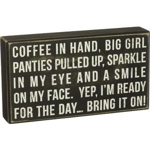 Primitives by Kathy 19435 Word Box Sign, Coffee in Hand