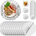 Geosar 200 Disposable Paper Placemats and Coasters Set Summer Hawaiian Luau Placemat with Coasters Outdoor Indoor for Greenery Jungle Dining Table Decoration Shower Birthday (Silver Metallic)