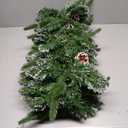 Christmas Garland Pre-lit 9 Ft with 50 Led Lights, Battery Operated Fireplace Stairs Mantle Door Indoor Outdoor, Decorated Pine Cone and Snow Style (Green White)