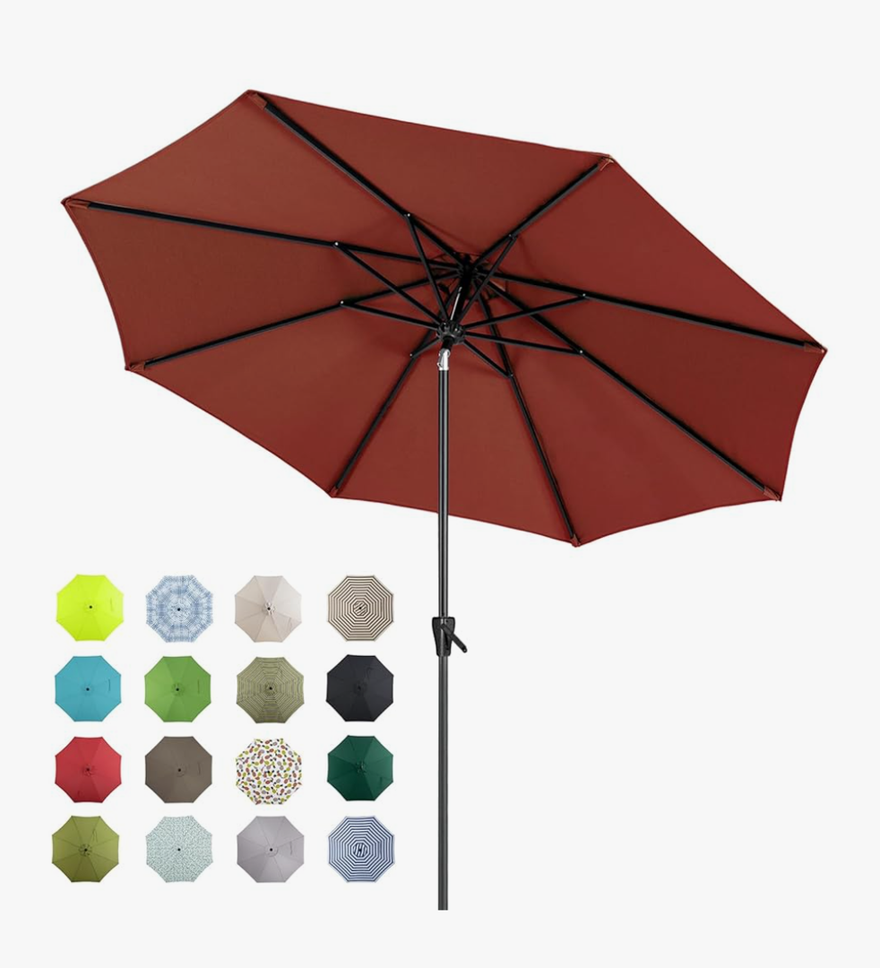 Tempera Patio Market Outdoor Table Umbrella with Auto Tilt and Crank,Large Sun Umbrella with Sturdy Pole&Fade resistant canopy,Easy to set, 11ft