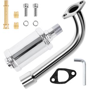 Exhaust Pipe Muffler with Jet Kit for Predator 212cc 196cc 224cc Engine for Coleman CT200U BT200X, Baja MB200, Mini Bike Go Kart Performance Parts (Silver)