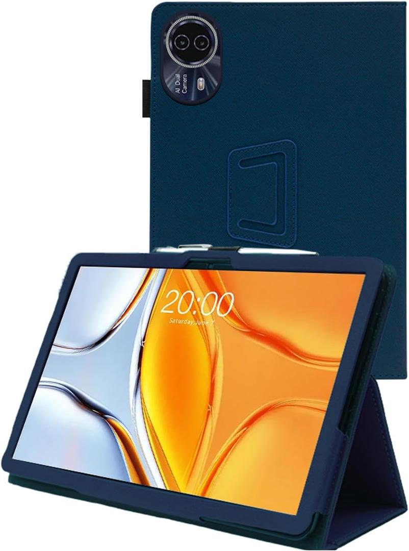 Case for Teclast T70 /Callsky-Tab Ctab 14 Tablet 14 Inch, Folding Stand Protective, BOVUGAC Case Cover with Pencil Holder, Wrist Strap,Full Protection, Premium PU, Scratch Resistant(Dark Blue)