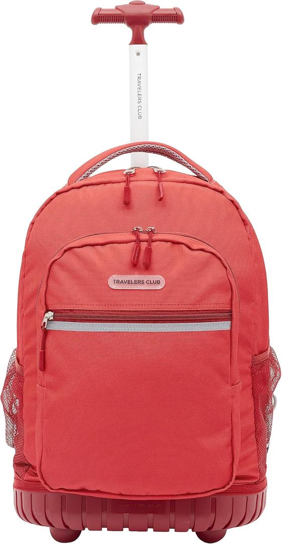 Travelers Club 18" Rolling Backpack with Shoulder Straps, Red