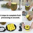 Newness Pineapple Corer and Slicer Tool, Robust Pineapple Core Remover with Upgraded Cutter & Reinforced Thicker Blade, Stainless Steel Kitchen Fruit Gadget for Diced Pineapple Rings (Black)