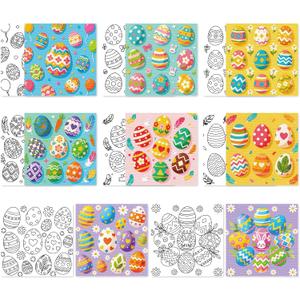 8 Packs Easter 8 * 8in Pre Drawn Canvas to Paint,Pre Printed Canvas for Adults, Painting Boards for Beginners, Students, Party Favor (Easter)
