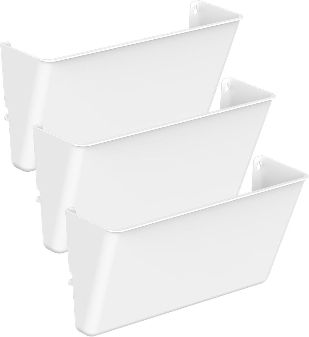 Gawerk Clear Acrylic Single Pocket, Plastic Hanging Wall Mount File Holder for Office Home (White, 3 Pack)
