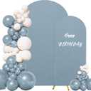 Set of 2 Wedding Arch Stand Cover Round Top Spandex Fitted Arch Cover for Baptism Birthday Party Baby Shower Wedding Arch Stand Decoration7.2FT, 6FT, Dusty Blue