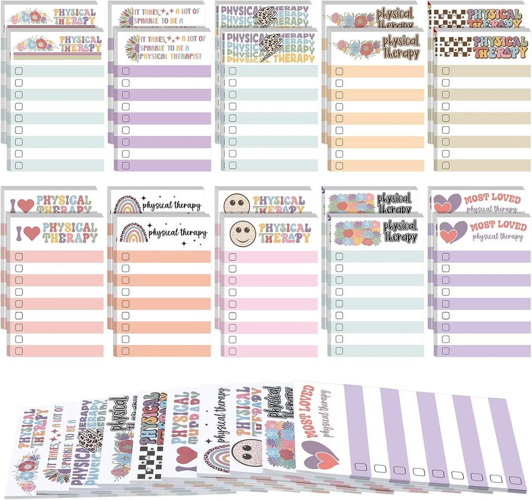 Eaasty 20 Pcs 6 x 4 Inch Physical Therapy Gifts PT to Do List Sticky Notes Therapist Gifts Notepads Bulk for Physical Therapist Party Favor