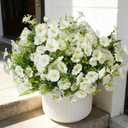 Artificial Morning Glory UV Resistant 36 pcs White Spring Artificial Flowers Outdoors, Realistic Faux Silk Morning Glory Fake Morning Glory Plants for Garden Porch Planters Window Wedding Decor