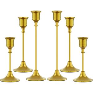 FSyueyun Gold Candle Holders Set of 6, Elegant Metal Candlestick Holders for Vintage Taper Candle Holders, Perfect for Table Centerpieces, Fireplace Mantels, Home Decor, Weddings and Party Decorations