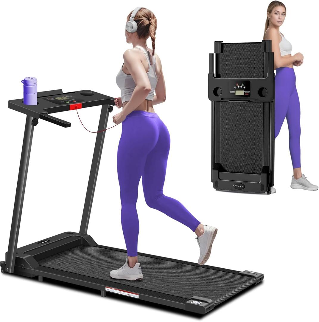Treadmill with Handles, 2025 Upgraded Small Treadmills Home, Portable Electric Treadmills for Home 300 lbs Capacity,Walking Pad Treadmill,Lightweight Folding Foldable Walking Pad with LED Display (Black)