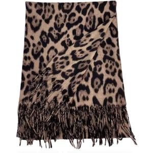 Secret for Longevity Extra Large Long Sheer Black Brown Tan Camel Khaki Latte Ocelot Leopard Cheetah Animal Print Scarf Wrap Shawl Pashmina Sarong Medium Weight Cashmere Feel 28" x 70" inches
