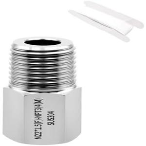 SummerHolz 3/4" NPT Male to M22 x 1.5 Female Adapter, 304 Stainless Steel Pressure Washer Fitting, Thread Connector for Hose, Spray Gun and Nozzle, 1 Pack
