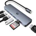 USB C HUB by Tymyp, 7 in 1 Laptop Multiport Adapter Hub, Featuring HDMI Output, 100W Power Delivery, 3 x USB 3.0 Ports, SD/TF Reader, Compatible for USB C Laptops Dell XPS/HP/Surface and More