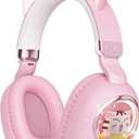 esonstyle Kids Headphones Cat Ear  Bluetooth 5.4 OverEar Noise Cancelling Headphones with Microphone LED Lights Up 85dB Safe Volume Limit Wireless or 3.5mm Wired USB C for Travel iPad Tablet (Pink)