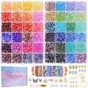 2600 PCS 6mm Crackle Glass Beads for Jewelry Making, 48 Colors Crystal Beads Bracelet Making Kit, Round Beads for Bracelets, Friendship Bracelet kit for DIY Crafts Gifts, 2 Box (Crackle Colors)