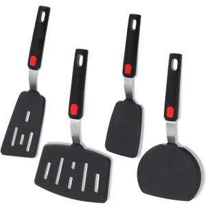 Silicone Spatula Turner Set of 3, Wiztoynia 600F Heat Resistant Cooking Spatulas for Nonstick Cookware, BPA Free Rubber Spatula Large Kitchen Utensils Set for Egg, Pancake, Burger, Fish
