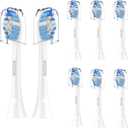 Replacement Toothbrush Brush Heads Compatible with Philips Sonicare Electric Rechargeable Toothbrushes, Tooth Brush Heads for Snap-on System, for Effective Cleansing and whitening, Pack of 8, White