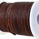 GENIQUE Real/Genuine Round Leather Cord for Jewelry Making, Leather String Cord for Crafting, Necklace, Bracelets, Braiding, Wraps (2mm, Antique Brown Distressed)
