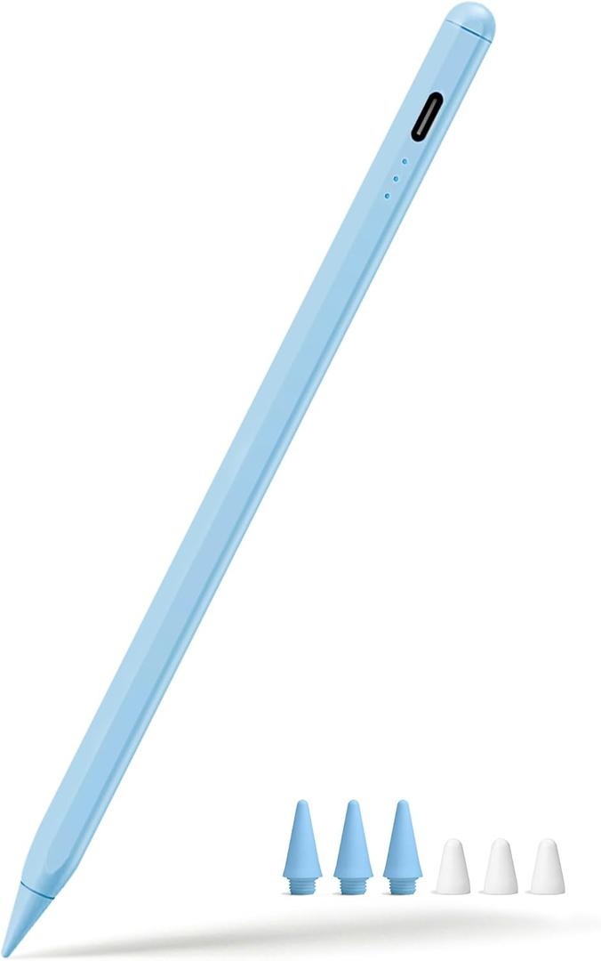 Stylus Pen for iPad 2018-2026, 3X Fast Charge Active Pencil for iPad A16 10th/9th/8th/7th/6th Gen, iPad Air 11/13 M2/M3/5/4/3, Pro 11/12.9/13 M4, Mini 5/6/A17 Pro, w/Palm Rejection &Tilt Sensitivity (Sky Blue)