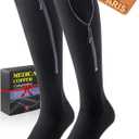 Medical Zipper Compression Socks 20-30 mmHg for Women & Men (2 Pairs) - Easy On Copper Compression Socks for Circulation, Swelling, Odor Control, Athletic, Travel, Flying (Large)