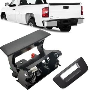 Covnikyer Rear Tailgate Handle with Bezel Compatible with 2007-14 Chevrolet Chevy Avalanche Silverado GMC Sierra 1500 2500 3500 2009-10 Hummer H3T Replace Liftgate Latch Cover Trim 15140549 15927251