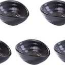 Japanese Dipping Sauce Bowls Elliptical Porcelain Soy Sauce Dish Sushi Dish Ceramic Asian Sauce Bowls Set of 5 for Vinegar,Oil,Salt,Salad Soy Sauce,Wasabi, Black
