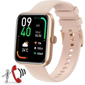 Smart Watch for Men Women(Answer/Make Call), Smartwatches with Heart Rate/SpO2/Sleep/Stress Monitor, IP68 Waterproof Activity Tracker for Android iPhone, 100+ Sports Fitness Watch (Light Pink, 1.81")