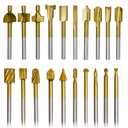 10Pcs HSS Router Carbide Engraving Bits & 10Pcs Router Bit with 1/8"(3mm) Shank Power Rotary Tools for DIY Woodworking, Carving, Sculpting, Engraving, Drilling.