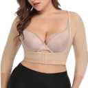 woahee Women's Arm Shaper Plus Size Arm Faja Compression Sleeve Garment Post Surgical Arm Shapewear (Beige, L)