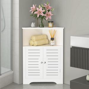 TuoxinEM Bathroom Corner Storage Cabinet, Small Floor Corner Shelves with Doors, Mini 9"W x 9"D x 12.5"H