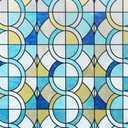 ADD.HERES Window Stickers, Stained Glass Window Privacy Film, UV Blocking Static Cling for Home Kitchen Office Bathroom, Geometric Rings, 17.5" x 78.7"