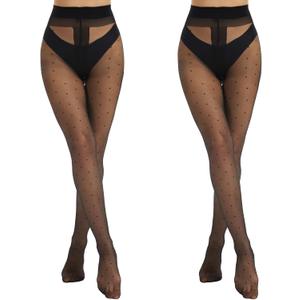 Women's Patterned Fishnet Tights Gothic Stockings High Waist Black Goth Pantyhose for Women (Black)