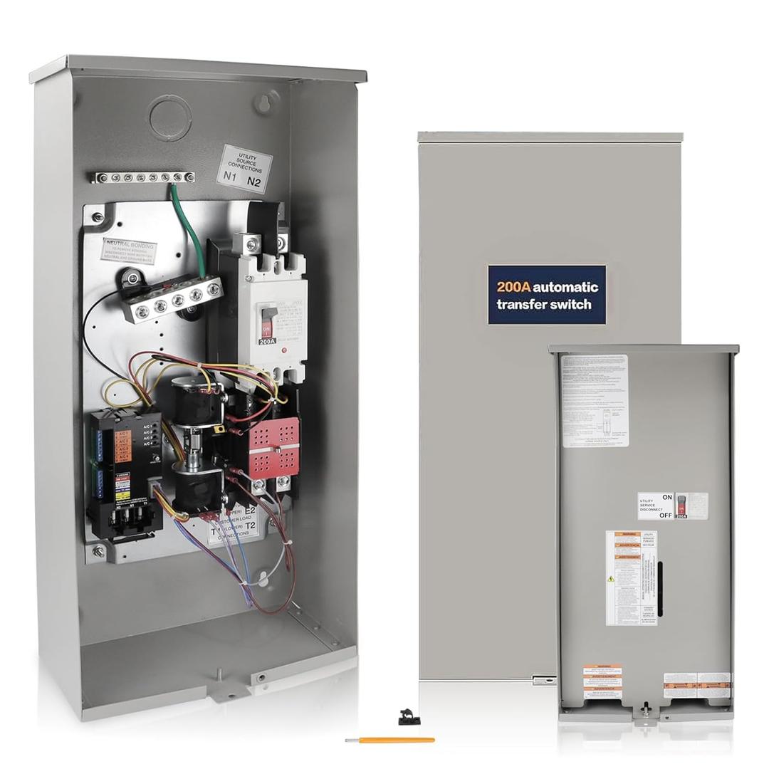 200 Amp Single Phase Generator Automatic Transfer Switch Compatible with Generac RXSW200A3,Power Management for Outdoor and Indoor Use, Service Entrance Rated, NEMA 3R Aluminum Enclosure 120/240 V