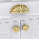 goldenwarm 6 Pack Bright Gold Cabinet Handles Drawer Pulls Finger Edge Pull for Half Moon Cup Luxury Hardware 3" Hole Center Brushed Brass Knobs