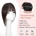 Matriarchs Hair Toppers For Women Real Human Hair,12inch Wispy Clip In Bangs Toppers Hair Pieces For Women With Thinning Crown, 360°3D Cover Realistic Scalp Line Hairpieces (Dark Brown)