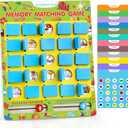 Matching Memory Game for Kids Ages 4-8, Flip to Win Wooden Board Games, Toddler Travel Toys for 3 4 5 6 7 8 Years Old Boys Girls, Road Trip Essentials, Airplane, Car Activity Easter Gifts (Blue)