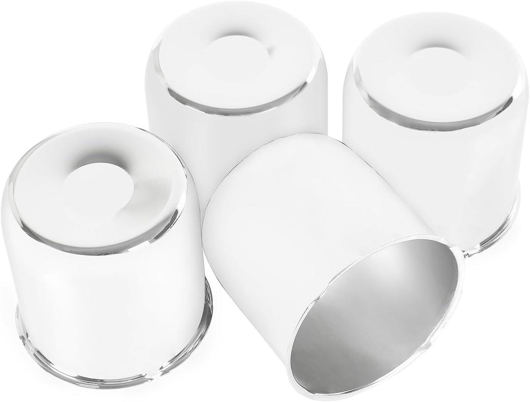 4PCS 4.88inch Trailer Wheel Center Caps Fit 4.88" Center Bore for Truck SUV RV Wheels Rims Trailer Carbon Steel Push Through Hub Covers Chrome Silver