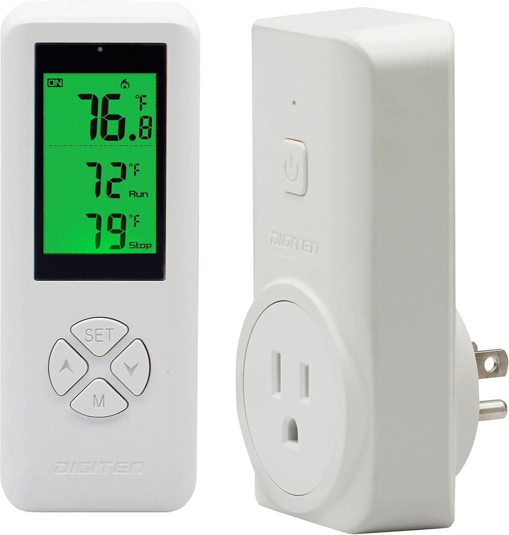 WTC100 Wireless Temperature Controller Digital Plug-in Thermostat Outlet Remote Control Heating Cooling Mode for Window A/C Fan Heater Greenhouse Homebrewing Reptile (Built-in Temp Sensor) WTC100 Wireless Temperature Controller Digital Plug-in Thermostat Outlet Remote Control Heating Cooling Mode for Window A/C Fan Heater Greenhouse Homebrewing Reptile (Built-in Temp Sensor)