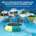 Inflatable Water Trampoline, 15FT Recreational Water Bouncer w/Electric Inflator, Rope Ladder, Mooring Ropes, Anchor, Adults Youth Bounce Swim Platform for Lakes, Pools