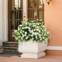 Grunyia Outdoor Artificial Flowers UV Resistant & Fade Proof, 12 Pack Realistic Fake Flowers for Garden, Patio, Lawn Decor - Weatherproof Plastic Plants (White)