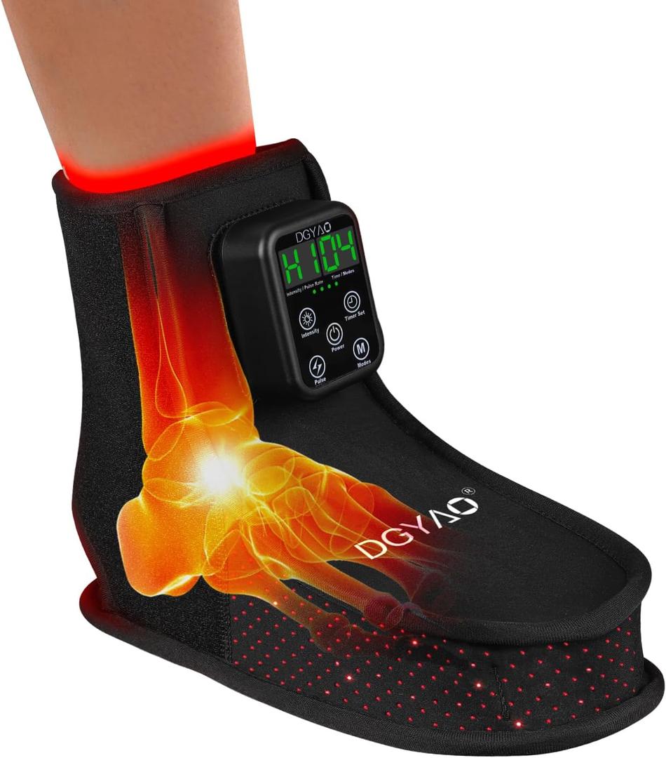 Cordless Red Light Therapy for Foot Feet Pain Relief 6000mAh Portable Cordless Near Infrared Light Therapy Ankle Devices Wearable Shose for Feet Muscle Relax Treatment Pad (Single Boots)